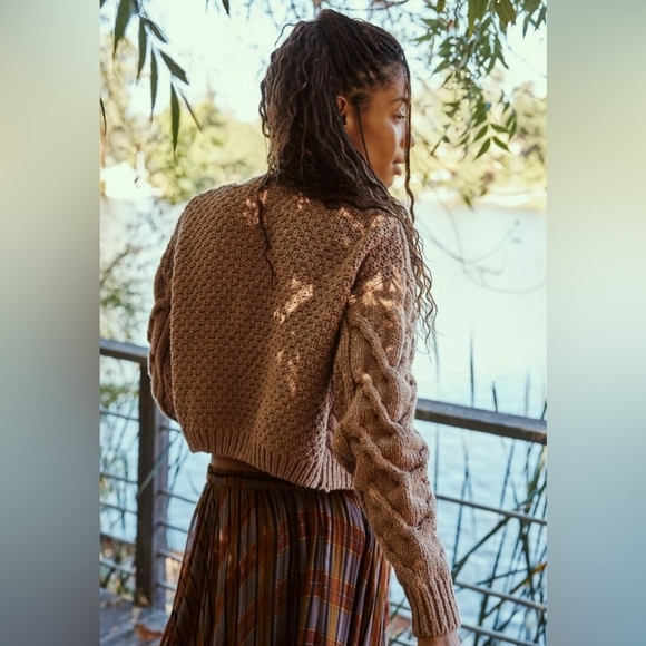 NWT Free People Bonfire Cardigan in Beaver Fur, Xlarge - Picture 5 of 6